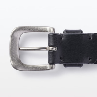 无印良品 MUJI 鞣制皮革 中宽皮带 针扣式腰带 EHB18A2A 黑色 1050*30mm