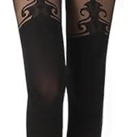 Generic 连裤袜人造大腿高冠蝴蝶结树设计 黑色