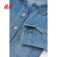 HM童装牛仔外套秋季男女童休闲夹克儿童翻领长袖外套0925710