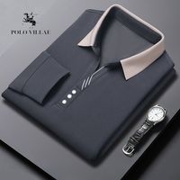 POLO VILLAE 保罗威特 断码特价V领长袖t恤春秋款翻领polo衫上衣宽松爸爸打底衫