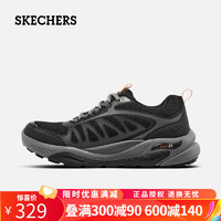 Skechers斯凯奇户外登山鞋春秋季男子跑步鞋厚底缓震运动鞋时尚绑带休闲鞋 黑色 42