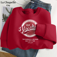 La Chapelle City 拉夏贝尔加绒卫衣女秋冬2023新款简约百搭红色本命年龙年衣服 - L