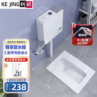 KEJING 柯鲸 卫浴蹲便器套装带水箱家用马桶蹲坑C款带弯前排+尊享款水箱+喷枪