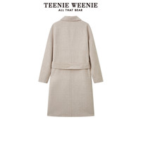 【奥莱甄选】TeenieWeenie小熊绵羊毛中长款格纹毛呢呢子大衣宽松