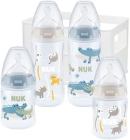NUK First Choice+ 婴儿奶瓶入门套装 | 0-6 个月 | 4 瓶带温度控制和瓶盒