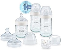 NUK Nature Sense 玻璃瓶套装 | 3个玻璃奶瓶 | 温度控制显示 | 奶嘴和Genius 安抚奶嘴 | 0-6个月|白色