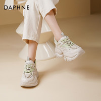 达芙妮（DAPHNE）港风高颜值老爹鞋女休闲百搭ins潮厚底运动女鞋 米绿色 37