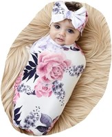 Galabloomer 新生儿裹毯头带套装婴儿襁褓母婴(白色腮红)