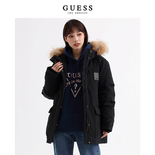 GUESS 盖尔斯 23 新冬女士三防貉子毛领派克旅游中长款羽绒服-W3PL99W55R0