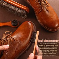 KS 7 件 Horsehair Shine 鞋刷套件 Polish Dauber 涂抹器清洁皮鞋靴子护理刷(7 件 C 型)