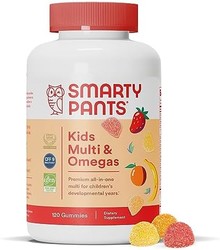 SmartyPants 儿童每日复合维生素软糖：有益于机体的维生素C，D3和锌，无麸质，Omega 3 鱼油（DHA / EPA）