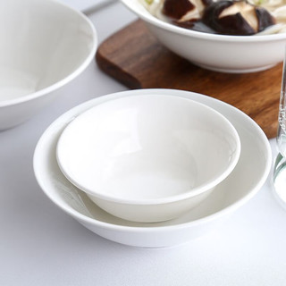 纯白陶瓷斗碗 沙拉碗米饭碗盛菜碗汤碗面碗可微波餐具 7英寸斗碗外径17.2cm