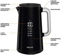 KRUPS 克鲁伯 BW801852 智能温度数字水壶 全不锈钢内饰，1.7升，黑色 需配变压器