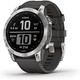  GARMIN 佳明 010-02540-00 fenix 7，冒险智能手表，坚固耐用的户外手表，带 GPS、触摸屏、保健功能，银色，带石墨表带　