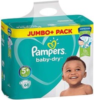 Pampers 帮宝适 Baby-Dry 尿布 尺寸5 Plus（青少年Plus）12-17 kg，1件装（1 x 68件）