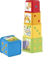 Fisher-Price CDC52 - 彩色堆叠立方体，6 个月起的婴儿玩具