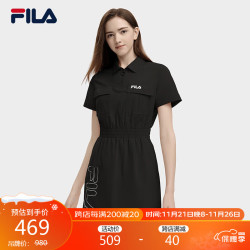 fila斐乐xmagicstick斐乐官方女子连衣裙2023夏时尚休闲翻领工装裙
