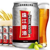 珠江啤酒 12度 珠江原麦啤酒 330ml*6听