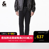 杰克·琼斯（JACK&JONES）冬季男士卫裤宽松百搭水洗复古休闲裤长裤22341D057 黑色E41 170/76A/SR