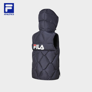 FILA 斐乐女士羽绒马甲2023冬基础简约网球运动连帽上衣 RD宝蓝-NV 180/96A/XXL