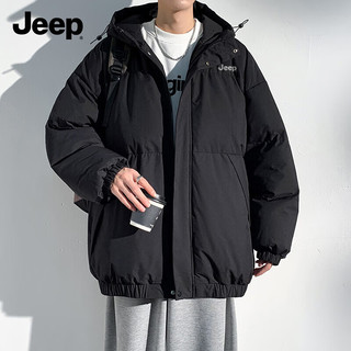 Jeep吉普棉服男秋冬季户外运动连帽上衣保暖加棉休闲外套男 深咖 S