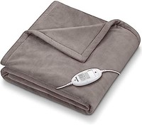 beurer 宝雅乐 HD75UK 电热毯 – 灰色| 透气 加热沙发和床 6种温度设置 | 自动断电| 可机洗 | 180 x 130厘米