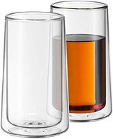WMF 福腾宝 TeaTime 拿铁玛奇朵玻璃杯2件套，双层式，适用于咖啡和茶，隔热玻璃，耐热，270ml，杯高13cm