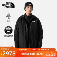 THE NORTH FACE 北面 三合一冲锋衣男600蓬鹅绒内胆户外羽绒保暖防水83SL KX7/黑色 S/165