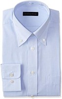 [科纳卡] 男士衬衫 商务基础款 男士纽扣领衬衫 蓝色微格花纹 长袖 从8种尺寸中选择 形态稳定加工