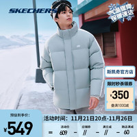 斯凯奇（Skechers）冬季男性成人短款羽绒外套立领防风保暖简约款L423M092 石板绿/037C L