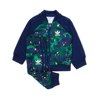限尺码：adidas ORIGINALS adidas三叶草 印花时尚个性保暖男中小童外套套装长袖套装童装
