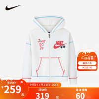 NIKE 耐克童装女童开衫连帽卫衣冬童趣图案儿童上衣外套 棉花糖 110/56(5)