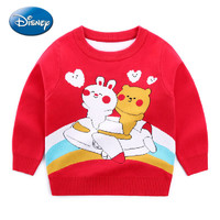 迪士尼（Disney）宝宝毛衣童装女童针织衫双层棉线毛衣小兔彩虹时尚保暖针织衫 红色 100cm