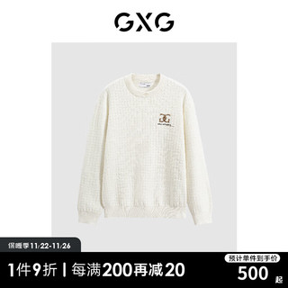 GXG 男装 商场同款暗格纹肌理圆领线衫 冬季GEX12029574 米白 170/M