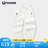 斐乐（FILA）FUSION潮牌女子针织长裤宽松直口运动休闲裤 纶度白-WT 165/66A/M