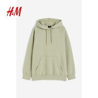 H&M 男装卫衣宽松 休闲长袖连帽衫1099512 浅卡其绿 180/116A