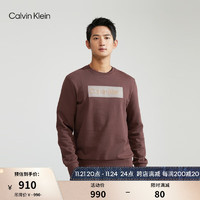 Calvin Klein  Jeans男士字母胶印休闲纯棉美拉德圆领卫衣40QM851 JVB-火山棕 M