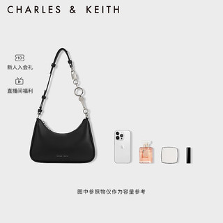 CHARLES & KEITH CHARLES&KEITH23冬钥匙锁链条单肩手提腋下包斜挎包包女包女士CK2-20271269 Noir黑色 S