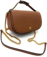 TORY BURCH Emerson 顶部提手女式十字纹皮革斜挎包(驼色), 驼鹿