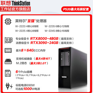 联想ThinkStation P520图形工作站三维渲染建模深度学习台式主机 W-2235 64G 512G+4T RTX4080 16G 