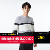 杰克·琼斯（JACK&JONES）圆领不同织法拼接撞色条纹立体刺绣通勤时尚舒适百搭简约针织衫 浅花灰LIGHT GREY MELANGE 175/96A/M