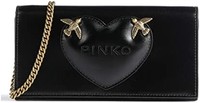 PINKO 品高 女士翻盖钱包小牛皮拉丝旅行配件钱包, Z99q_黑色-复古金色, U
