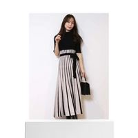 MERCURYDUO 日本直邮MERCURYDUO 女士五分袖配色切换立领连衣裙 春夏款式 高