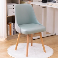 赋木天工 电脑椅子久坐舒服家用办公宿舍学习椅子靠背书房桌餐椅子 科技布-天蓝灰 实木固定脚