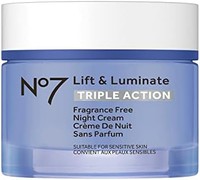 No7 Lift & Luminate 三重作用无香料晚霜 - 抗皱、胶原蛋白肽亮白霜 - 紧致透明质酸和芙蓉 + 维生