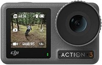 DJI 大疆 Osmo Action 3 标准组合-4K 运动摄像头,带超宽视野,耐寒,耐用,垂直快速锁定支架,16米防水