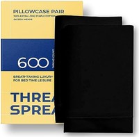THREAD SPREAD 600 支棉枕套 2 件套 | 柔软、透气、奢华舒适 | * 正宗埃及棉 | 丝滑棉缎编织
