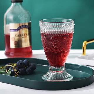 摩范浮雕玻璃杯创意美人鱼杯家用饮料杯酒店酒杯冷饮杯茶杯 美人鱼杯1个太阳花