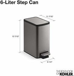 KOHLER 科勒 31319-BST 6升阶梯式垃圾桶,6升,黑色不锈钢