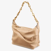 JIMMY CHOO DIAMOND SOFT HOBO/S 淡黄褐色牛皮革链条肩带 Hobo 包